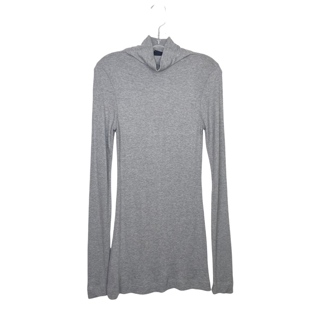 Heather By Bordeaux Gray Ribbed Funnel Neck Top, Medium
